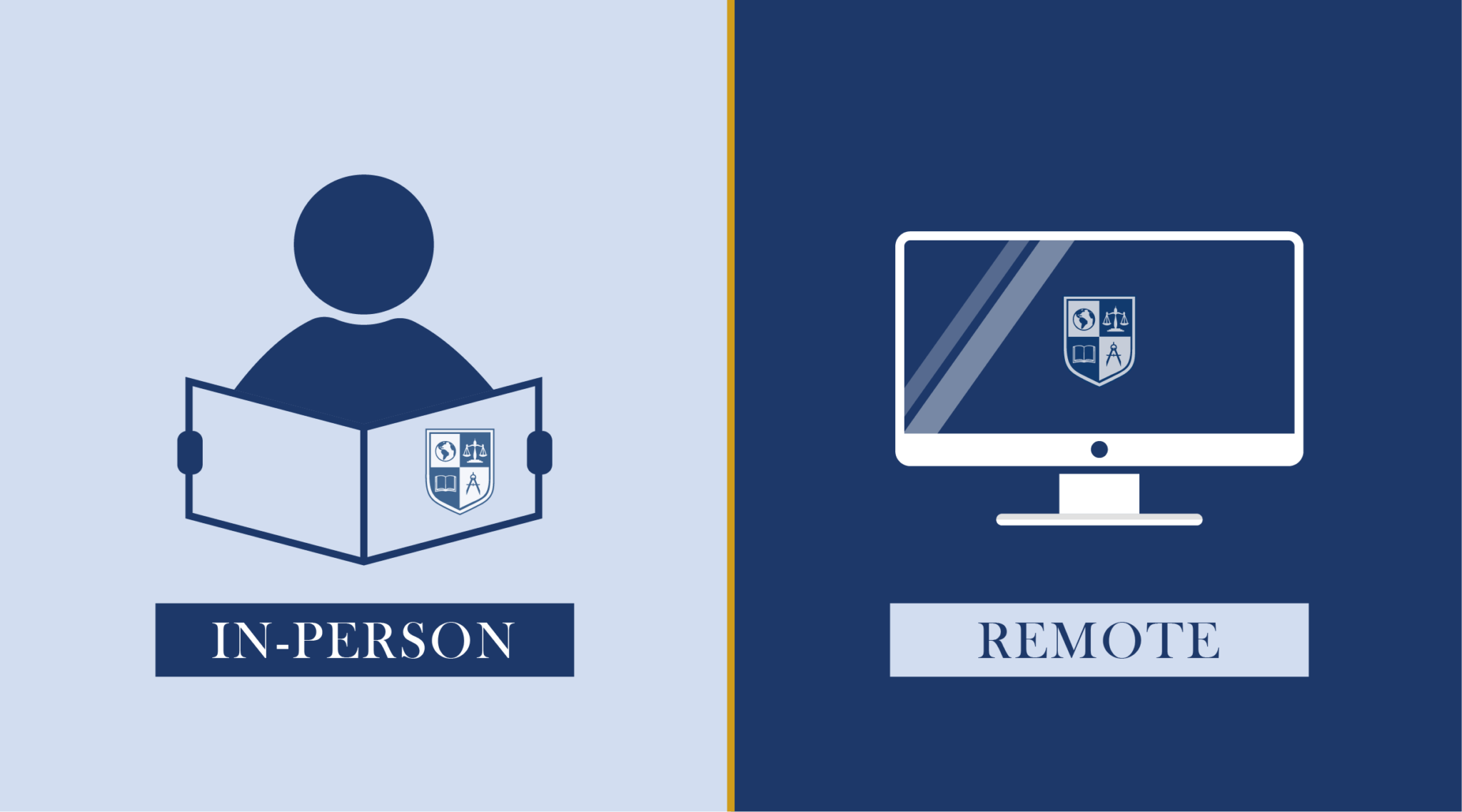 Illustration comparing in-person and remote learning