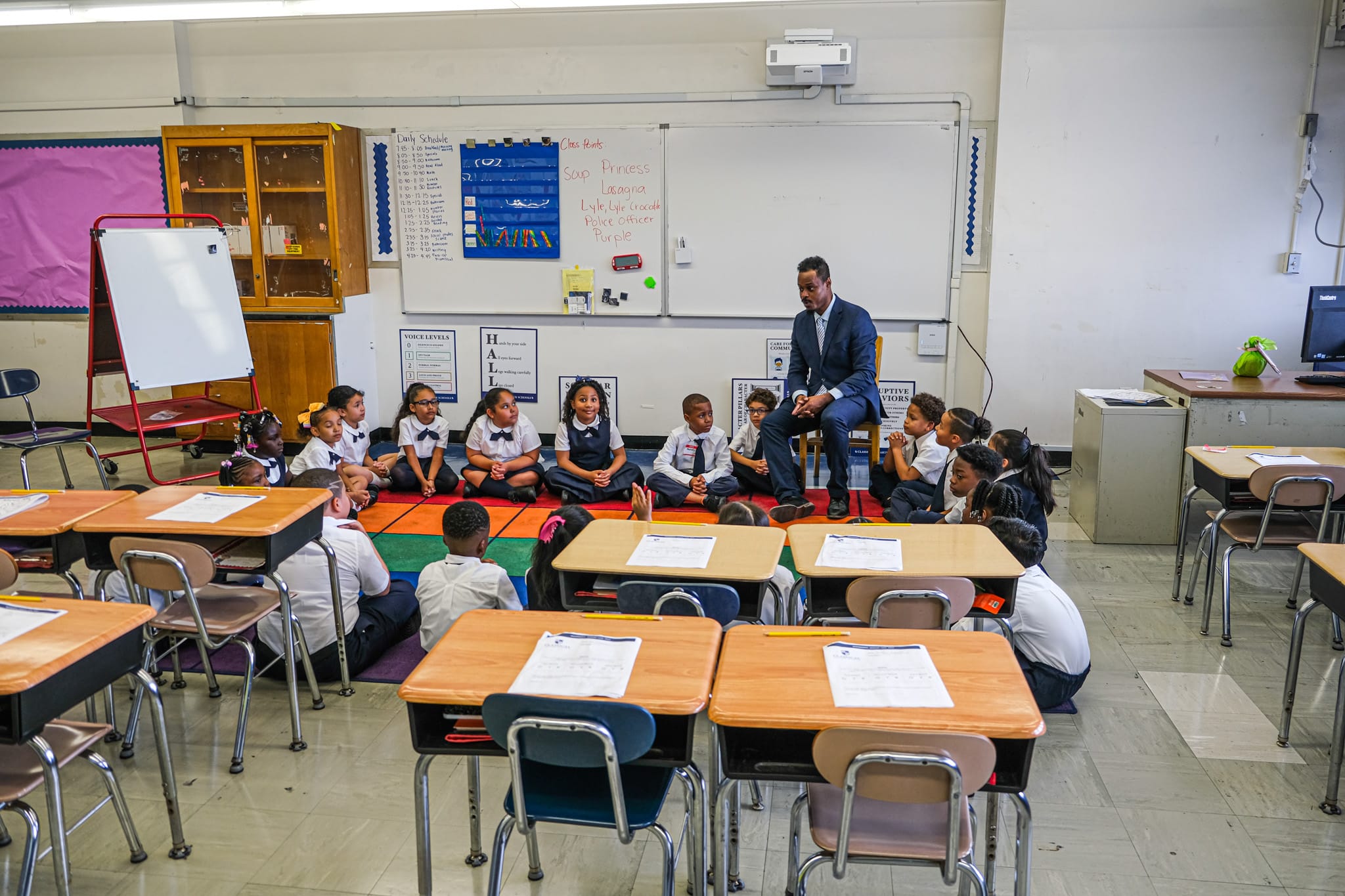 Teacher facilitating a classroom discussion