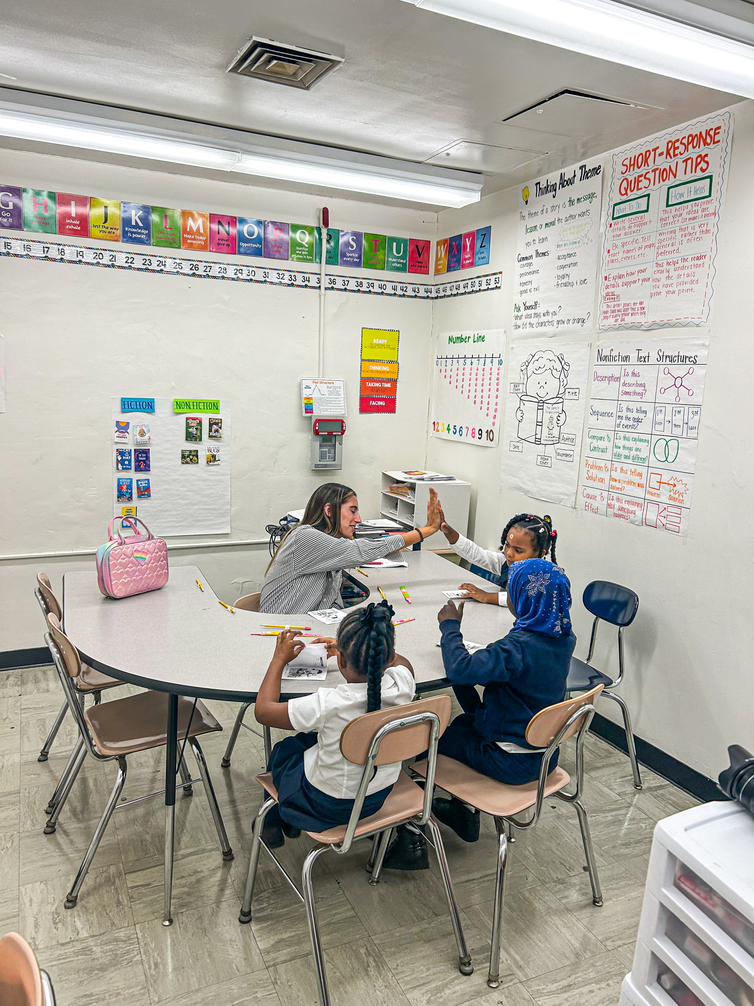 Teacher supporting young readers in a small group