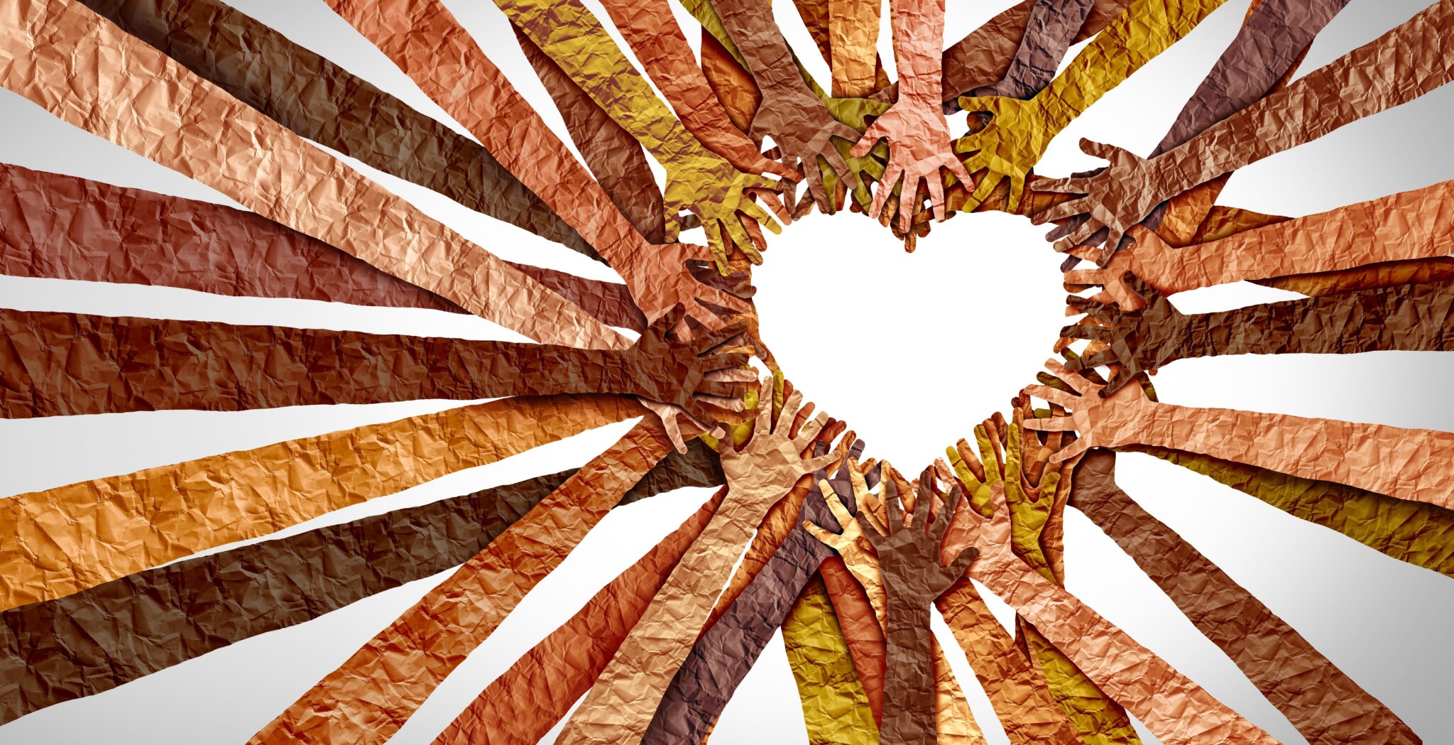 Diverse hands forming a heart for Black History Month