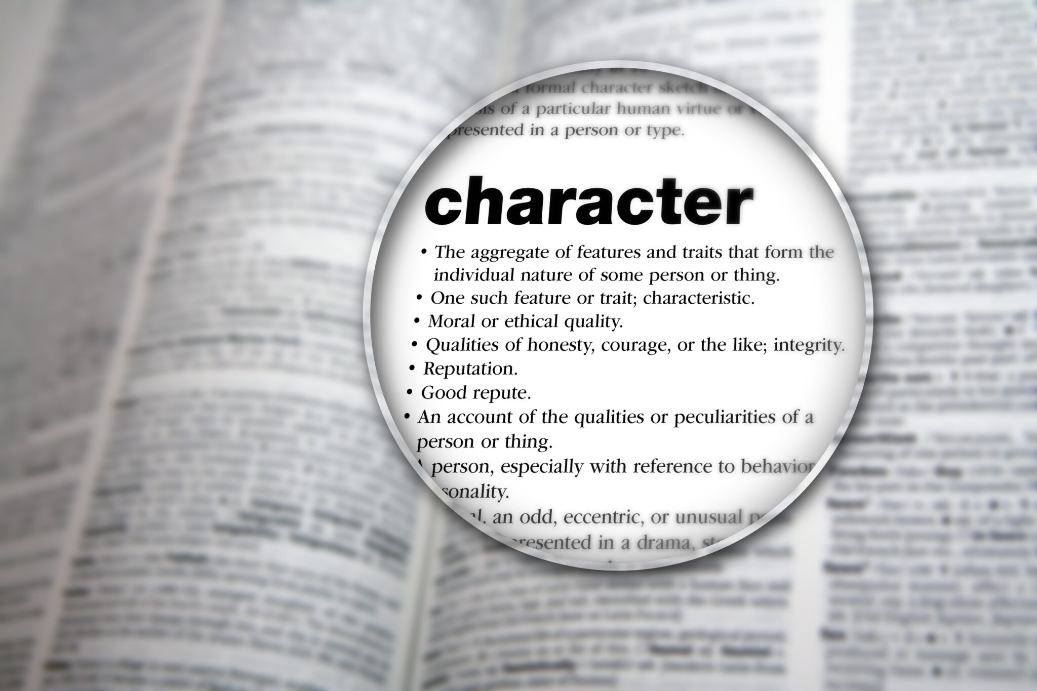 Dictionary definition of character