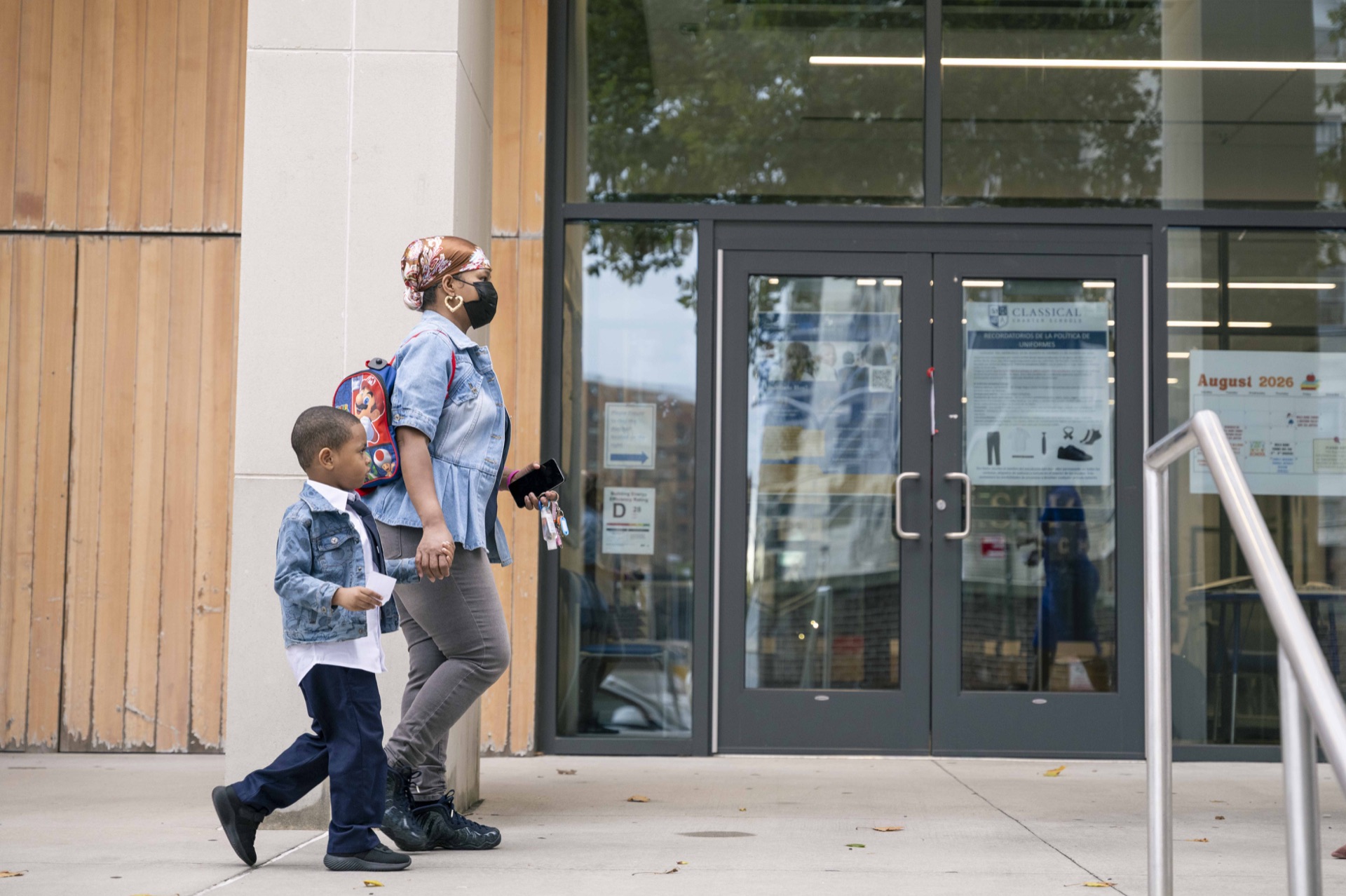 A family arrives at Classical Charter Schools.